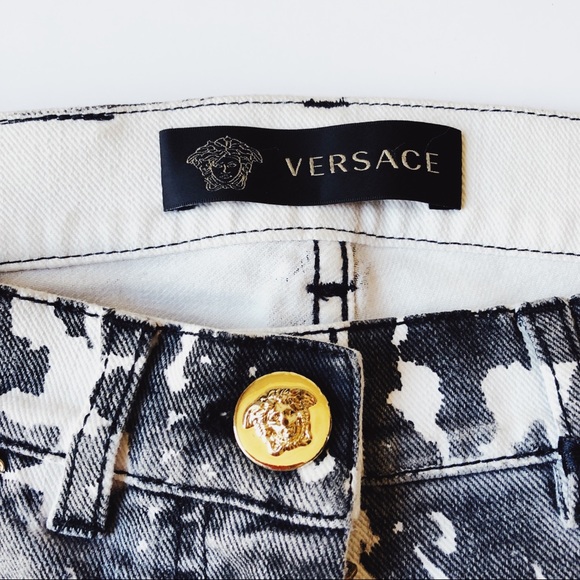 NWT VERSACE B+W Animal Print Denim Jeans size 24 - Picture 7 of 8